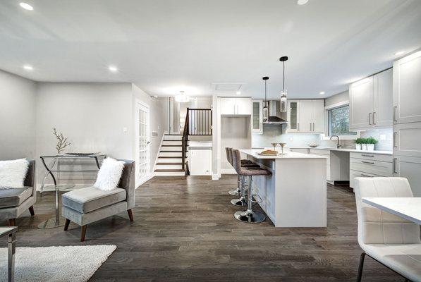 Flooring installation in gorgeous modern kitchen by Kitchen Art in Laguna Hills