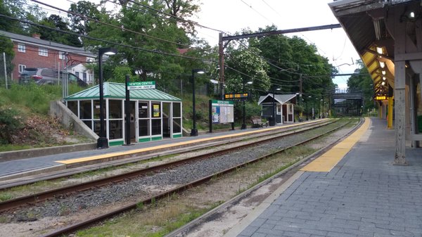 Looking at the inbound platform at Newton Centre