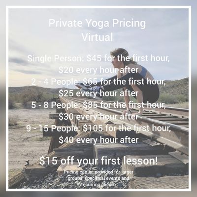 Pricing for Virtual Yoga Lessons