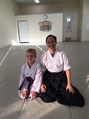 Sensei Teresa and my son on his promotion day!