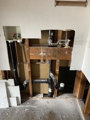 Before a wall mount sink conversion