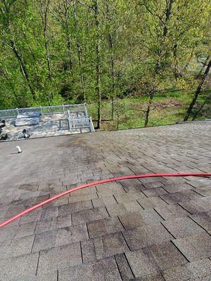 During cleaning a roof