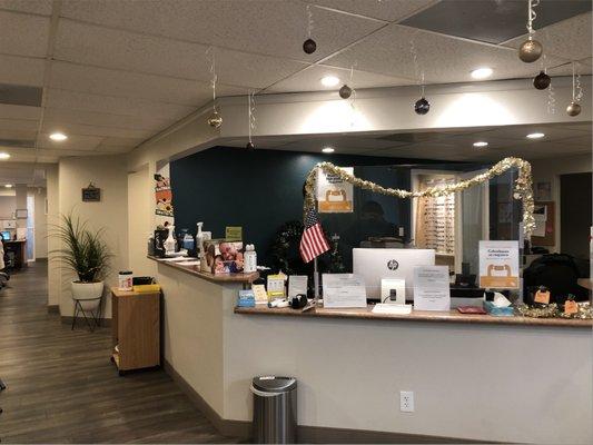 A view of our front desk, where we help you make appointments and answer your questions.