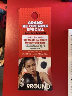 9Round grand reopening special