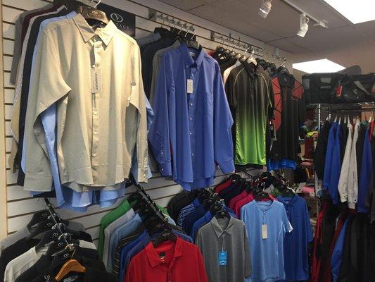 Don't try to buy branded clothing from a website or catalog- we have hundreds of garments on display for our clients!