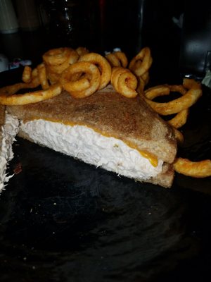 Tuna melt and curly fries. Definetly a great choice