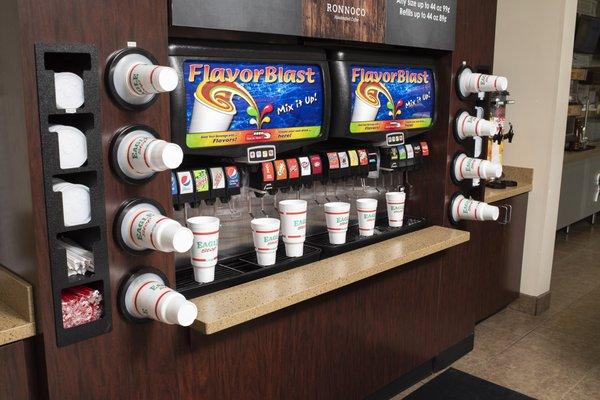 Large fountain drink selection.