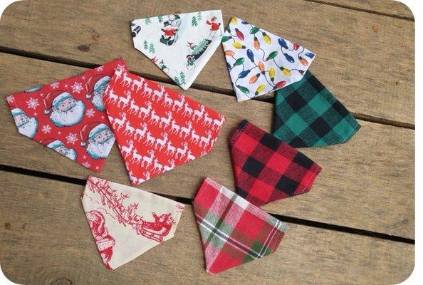 Reversible, over-the-collar Holiday bandanas!