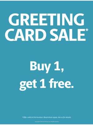 Greeting card sale buy one get one free now. Hurry sale will be ending soon .