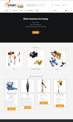 Website Created for Hoist Zone selling hoists, controls, and other industrial products.