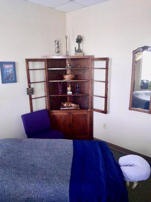 Here is a photo of his room with a hint of American Indian accents surrounding the room to represent his family heritage.