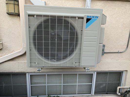 Mini split ductless condenser installed