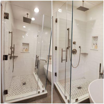 1/2" low iron custom frameless shower door.