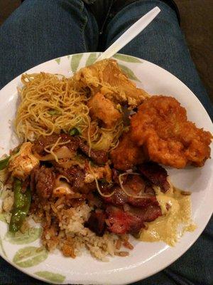 Singapore noodles, fried chicken wings, and 5x spicy szechuan beef.....Mmm ..mmmm