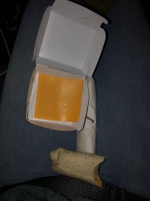 Sliced cheese in a nugget box that she gave me.