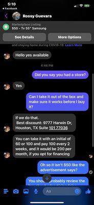 Facebook marketplace conversation