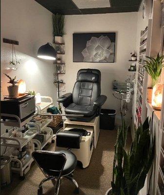 My Nail Suite is a private studio with a nice pedicure area that is very relaxing with salt lamps and live plants