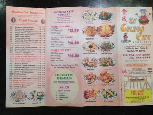 Front of menu.