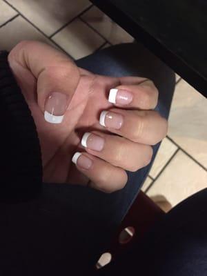 French tip, fill it, nail cut, and fixed index finger .