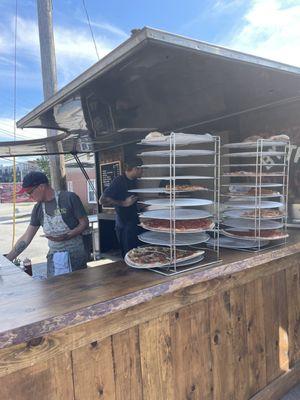 Pizzas ready for eating.