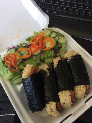 Spam Musubi with salad.