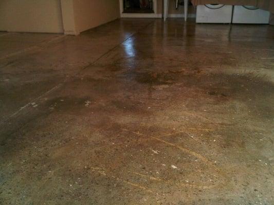 Acid stained concrete in the garage