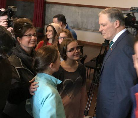 SPARK upper academy at TDA meeting WA Governor Jay Inslee at Three Dragons Academy