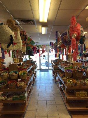 Huge selection of Mexican candy and piñatas