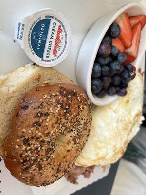 Egg white omelette and Cohens bagel