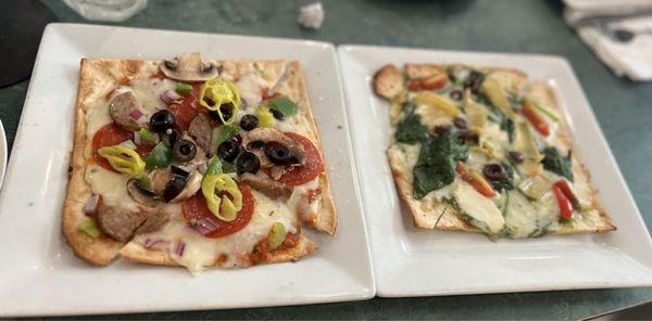 Pizza- if you like thin crust flat bread style - you will love this 9/10 on yummy scale.