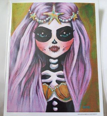 Bridal Dias de Los Muertos art caught my attention at Pasadena Art Walk, by Melissa Victoria Nebrida - LUV the sugar skulls..