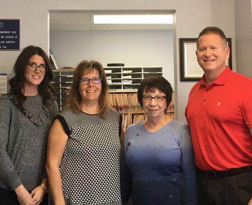 Lauren, Cheryl, Dany and Dr. Engel looking forward to giving you an awesome Chiropractic experience!