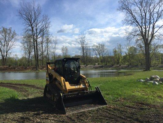 Mulch install of large berm