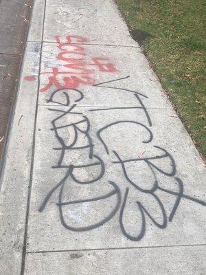 Sidewalk near entrance to the park on Parkside Drive