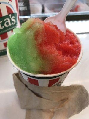 Lime and watermelon Italian ice