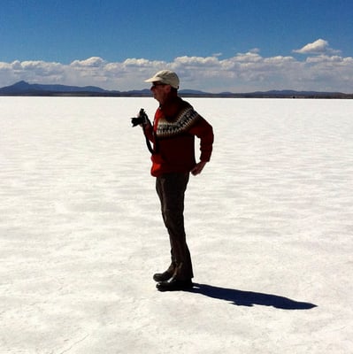 Photographing the Salar de Uyuni, the world's largest salt flat in Bolivia.