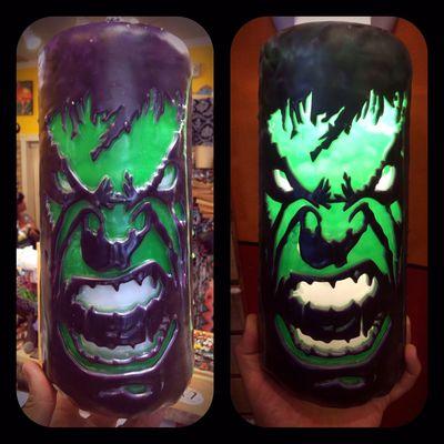 Hulk on our pillar candle