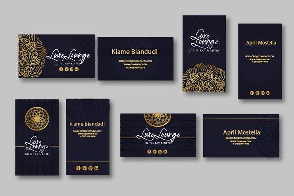 Visual identity material for Luxe Lounge Coffee Bar & Bistro