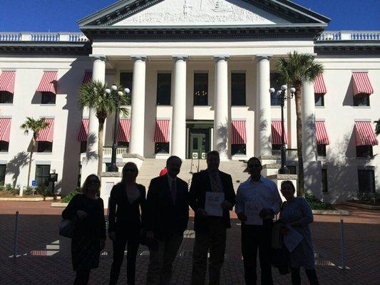 Lori Barkus in Tallahassee before speaking in front of a Senate Committee.