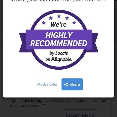 We are very pleased to be rated by our community as Highly Recommend!!