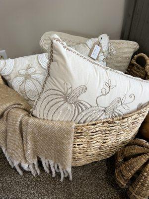 Cozy pillows and throws