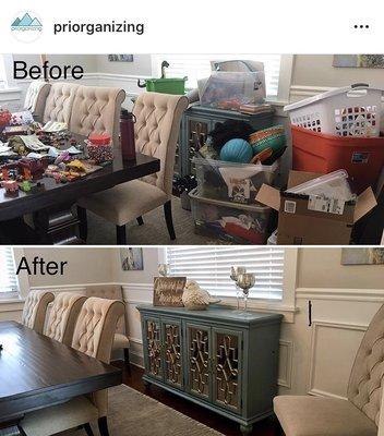 Completed this fun project setting up a craft station and added finishing touches by decorating this dining area.