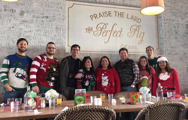 The Fuller Insurance Team celebrating Christmas at The Perfect Pig Gulf Place