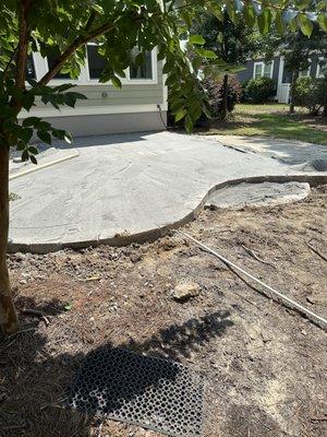 Paver patio under construction.