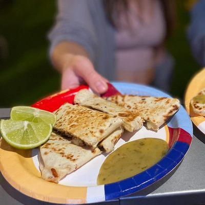 The perfect Chicken Quesadilla with Salsa Verde and Lime