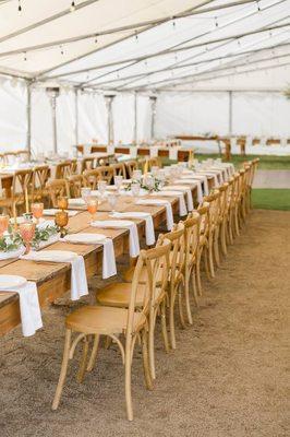 Wedding tent seating