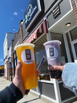 Mango Green Tea and Taro Milk Tea