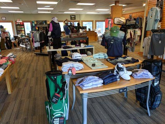 Inside the golf shop.