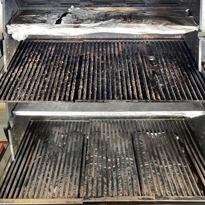 Before and after grill cleaning