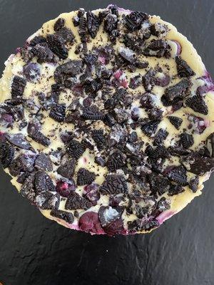 organic blueberry cheesecake offer in regular, GF, GFDF, Sugar-Free, and DF optons.